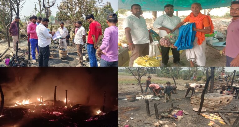 हरपुर माफी में अज्ञात कारणों से लगी आग, रिहायशी झोपड़ी जलकर खाक