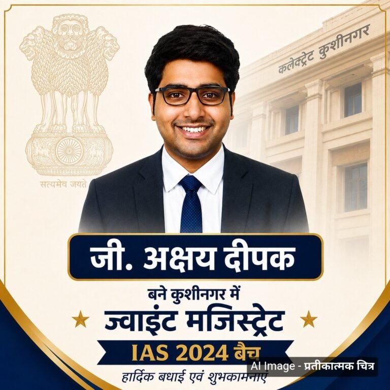 IAS जी. अक्षय दीपक (G. Akshay Deepak) कुशीनगर में जॉइंट मजिस्ट्रेट नियूक्त